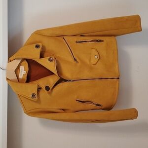 Luna Moon yellow suede moto jacket, women size Small Oversized.